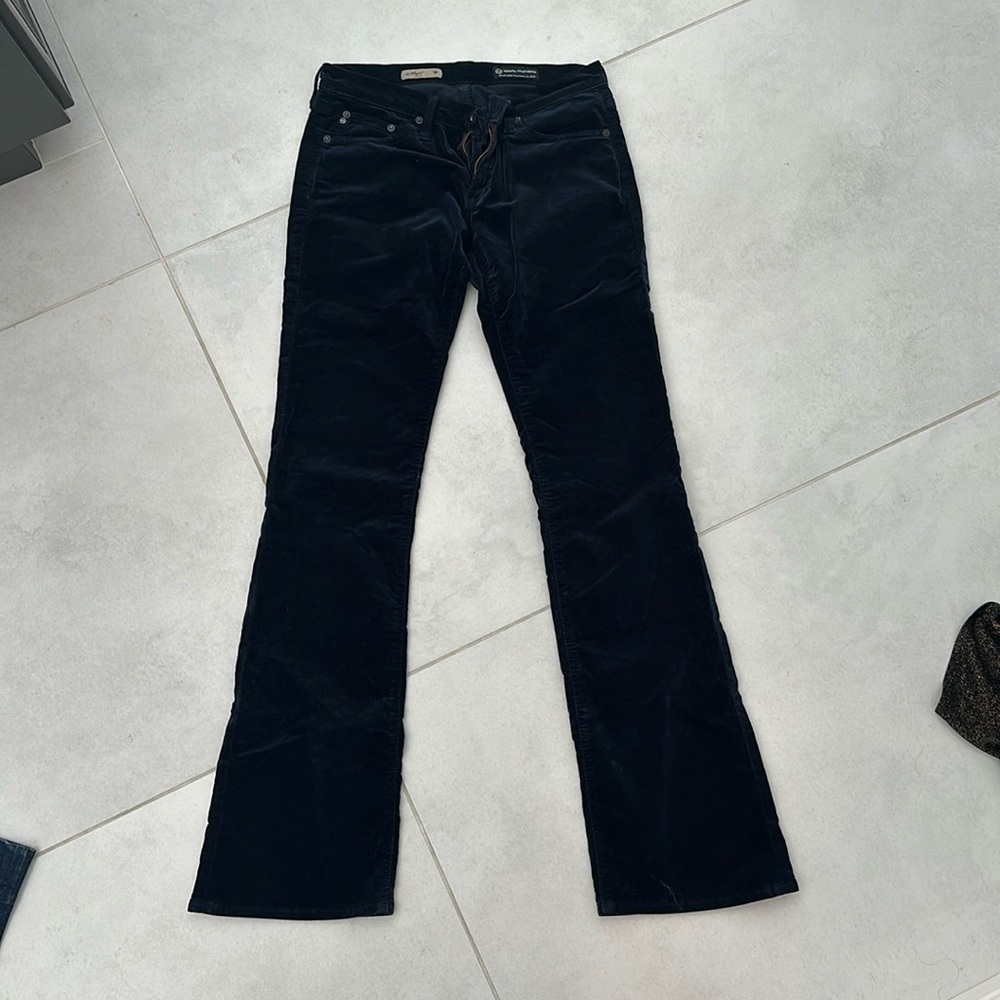AG Navy Velvet boot cut pants
